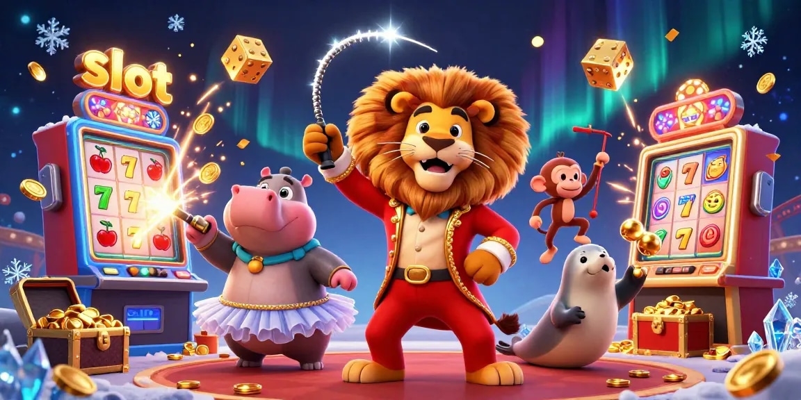 Engage with vibrant slot action featuring colorful characters and jackpot symbols in a 3D casino scene.
