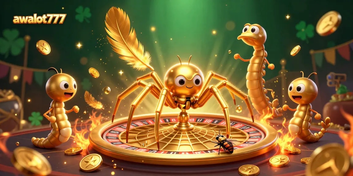 Place your bets with awslot777 in this vibrant 3D casino scene featuring excitement and gold.