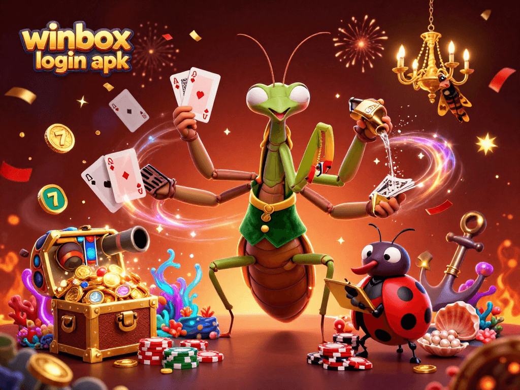 Experience seamless gaming with winbox login apk featuring a vibrant 3D casino illustration.