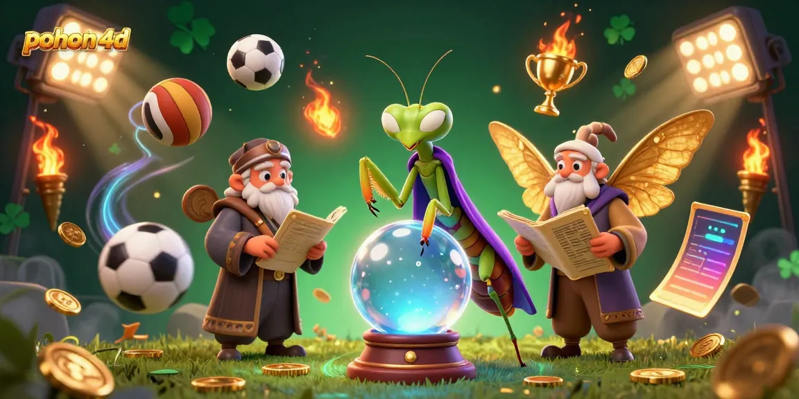 Engage with the mystical world of pohon 4d, featuring animated fortune tellers and dynamic sports elements.