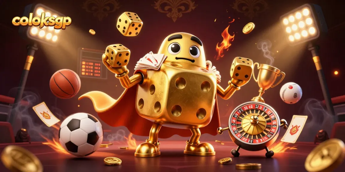 Permainan coloksgp menghadirkan keseruan bertaruh dengan dadu emas dan bola olahraga yang dinamis.