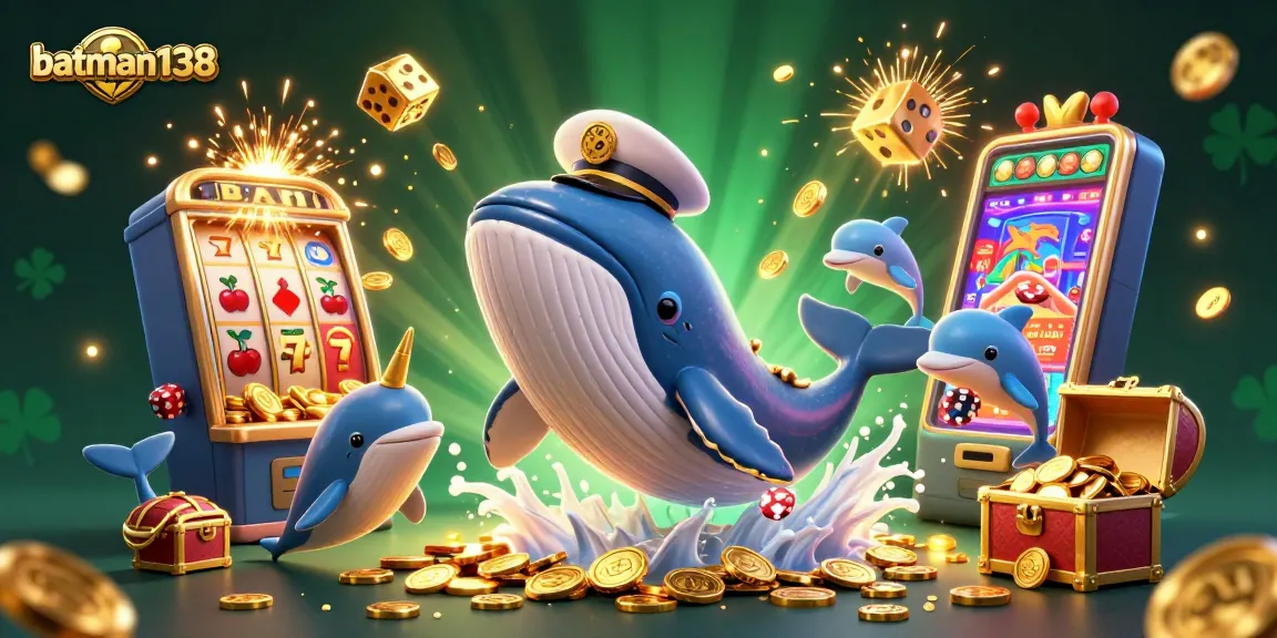 Experience thrilling wins with batman138 in a vibrant casino adventure, featuring playful dolphins and a jackpot explosion.