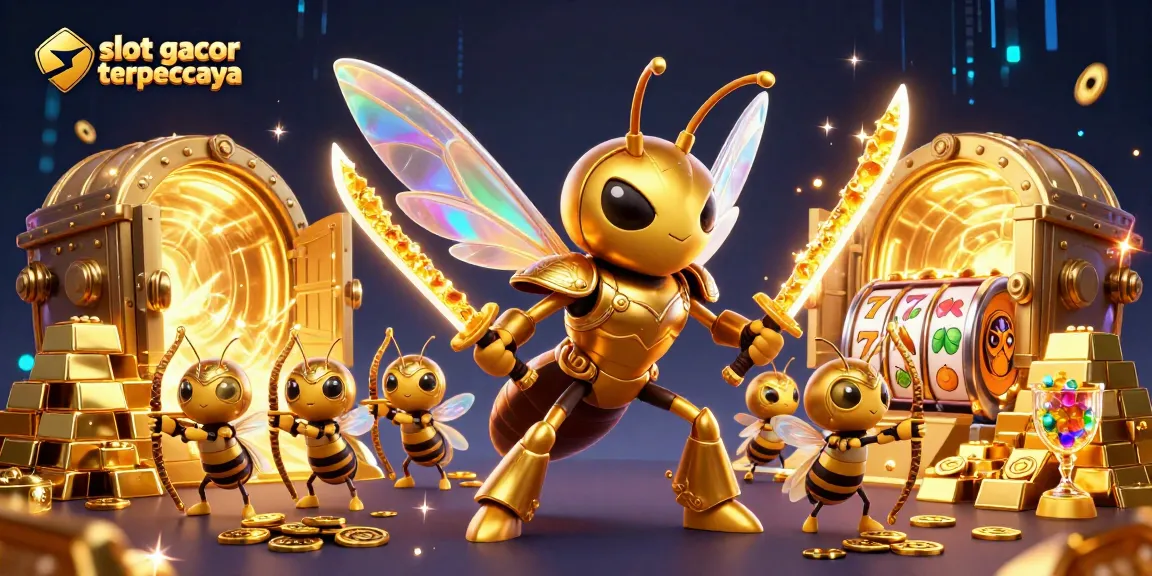 Engage with slot gacor terpercaya in an exciting 3D casino scene filled with vibrant symbols and treasures.