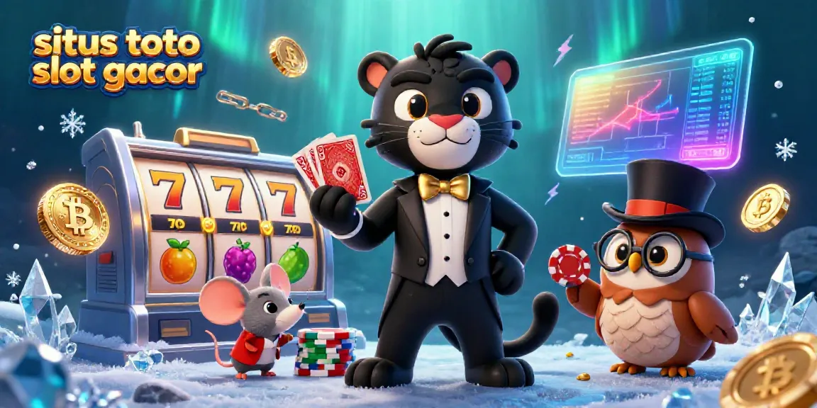 Visualisasi menarik situs toto slot gacor dengan karakter kartun dan elemen slot yang mengesankan.