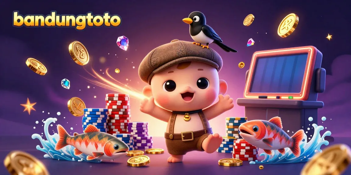 Engage with bandungtoto's vibrant cartoon scene featuring gaming elements and characters.