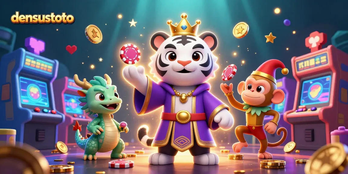 Gambarkan densustoto dengan harimau putih 3D mewah, monyet jester dan naga giok.