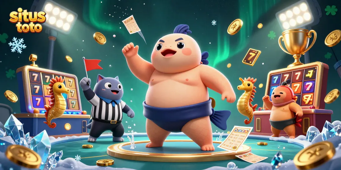 Pertandingan situs toto dengan karakter kartun 3D fugu dan elemen kasino penuh aksi.