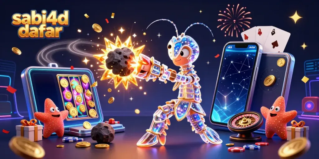 Experience the excitement of sabi4d daftar with a vibrant 3D casino scene full of action and treasures.