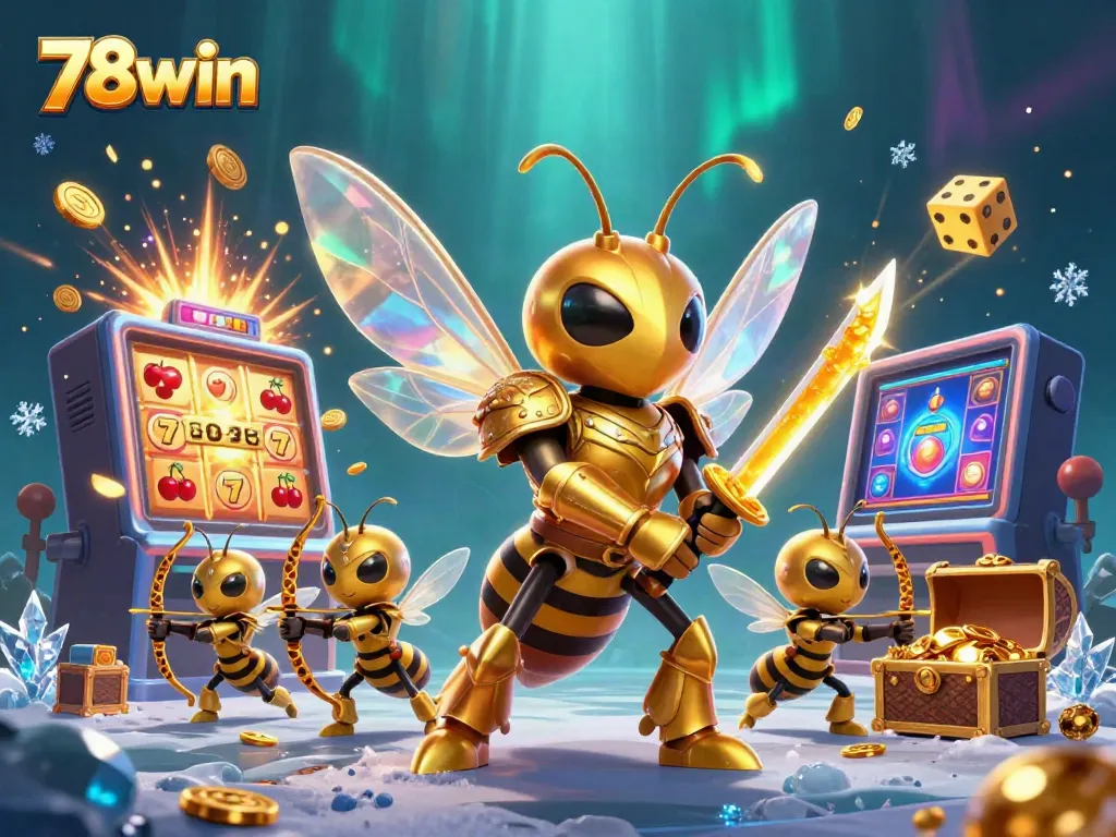 Experience the vibrant energy of 78win with a captivating casino-themed 3D illustration featuring dynamic gaming elements.