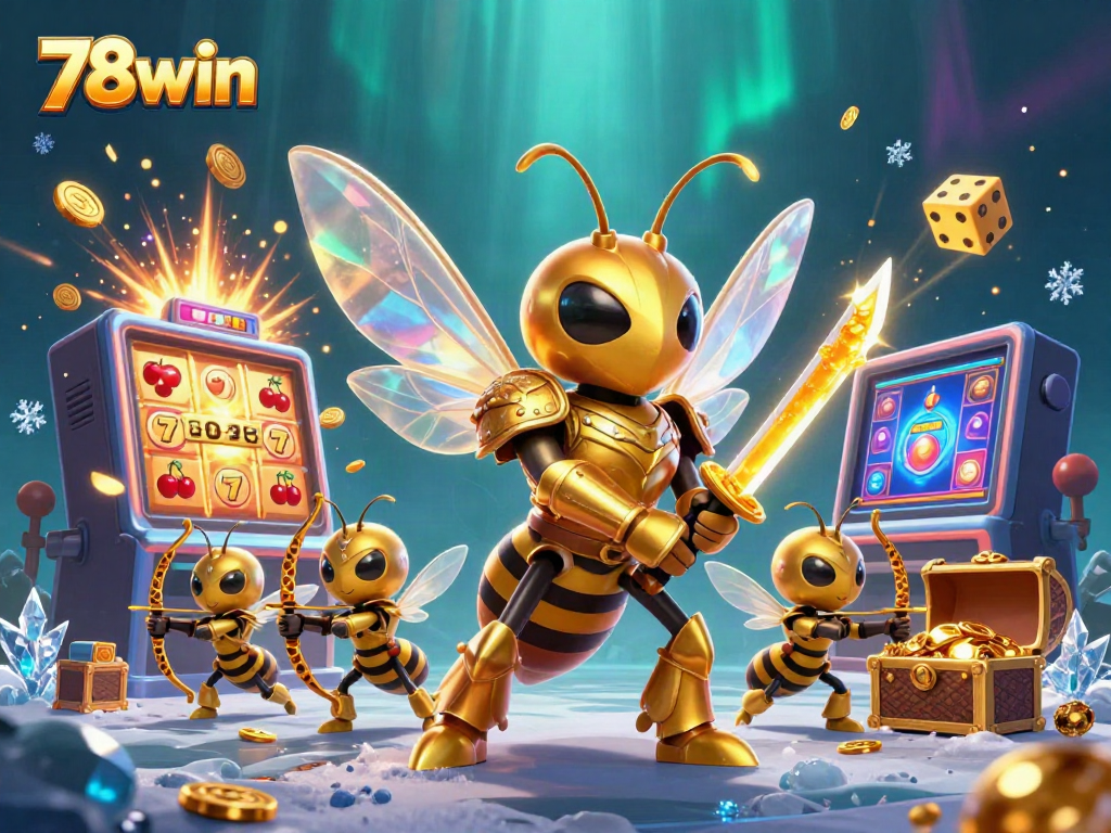 Experience the vibrant energy of 78win with a captivating casino-themed 3D illustration featuring dynamic gaming elements.