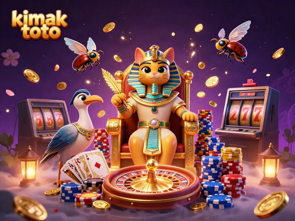 Engage with kimak toto in a vibrant casino scene filled with golden riches and mystical elements.