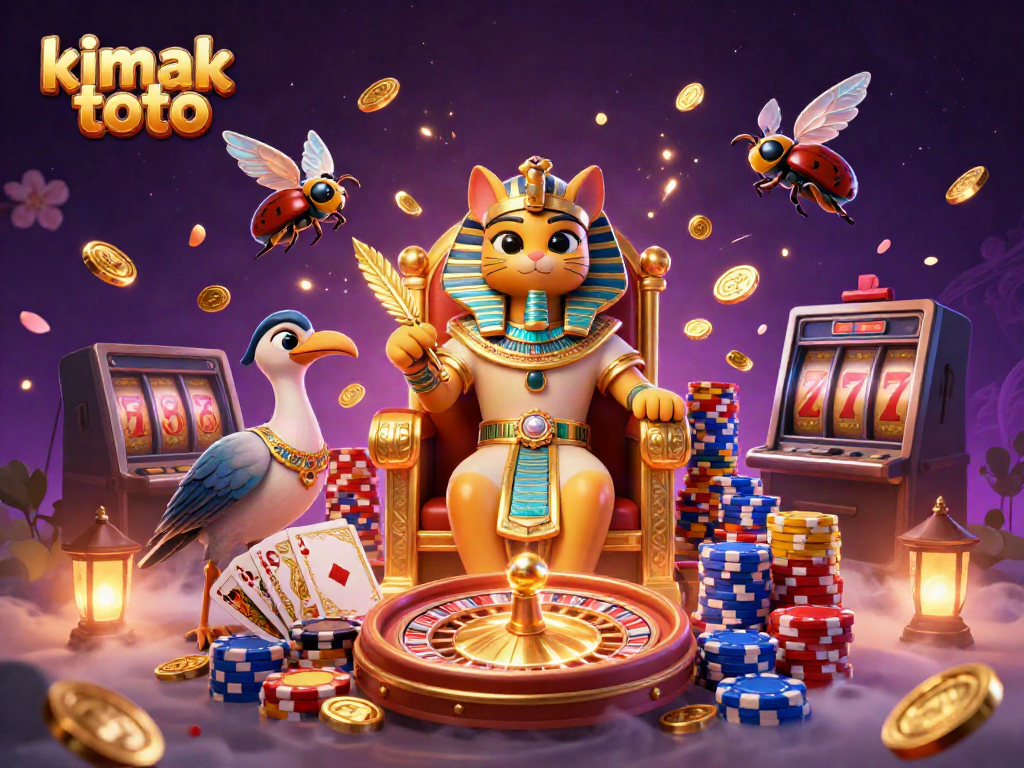 Engage with kimak toto in a vibrant casino scene filled with golden riches and mystical elements.