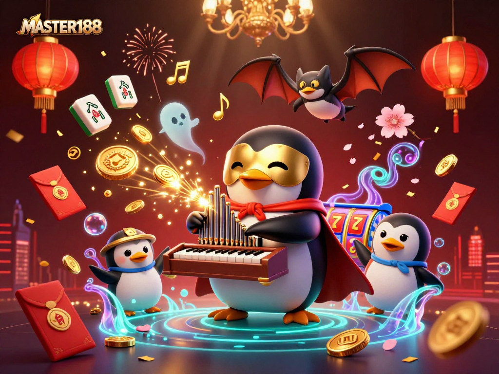 Play and win at MASTER188 with a vibrant 3D casino scene showcasing rewards and excitement.