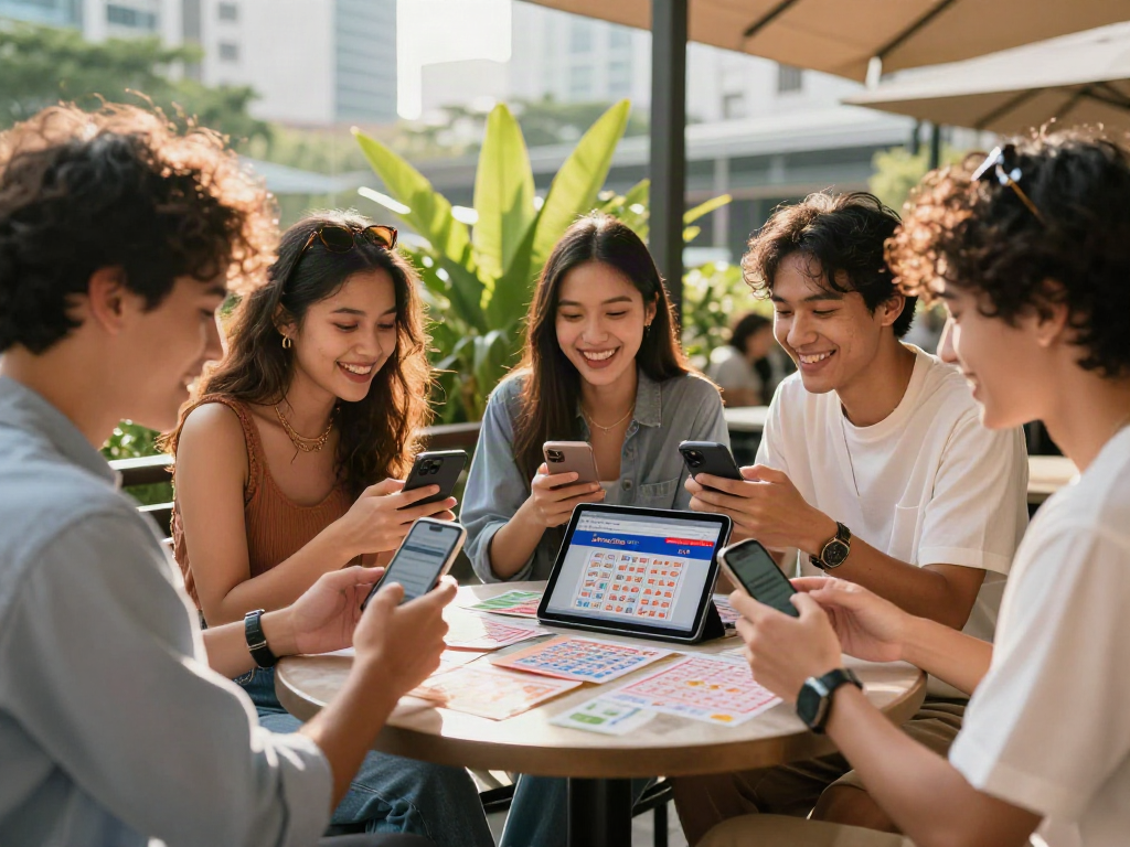 Seribu Toto - Teman-teman menikmati permainan togel di kafe luar ruangan.