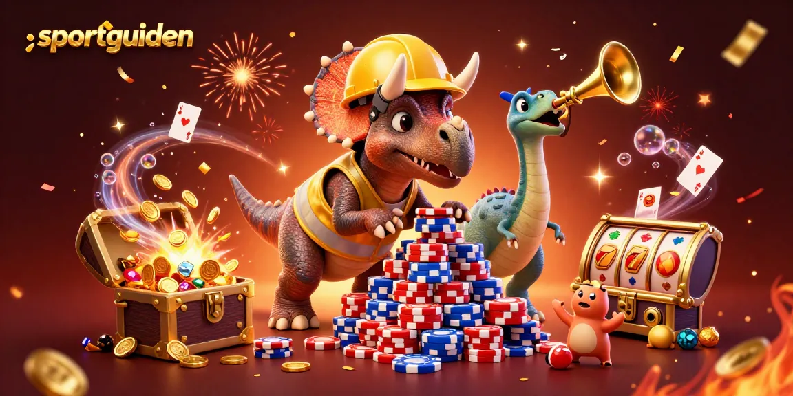 Sportguiden menyajikan ilustrasi kasino 3D dengan karakter lucu membangun tumpukan chip poker.