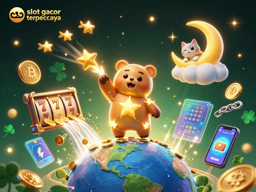 Win big with slot gacor terpercaya featuring a constellation bear and casino elements.