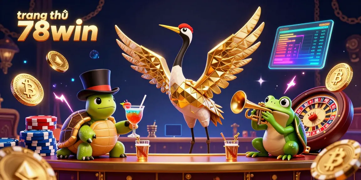 Experience the excitement of gambling at trang chủ 78win, featuring lively 3D characters in a vibrant casino scene.