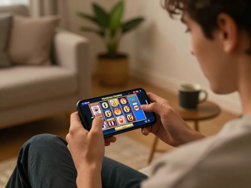 Main OKESlot Deposit Qris Tanpa Potongan showcased on a smartphone with a player celebrating a win