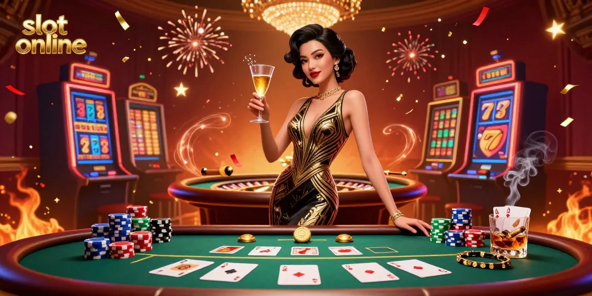 Experience thrilling slot online action with vibrant spinning reels and glamorous gaming atmosphere.