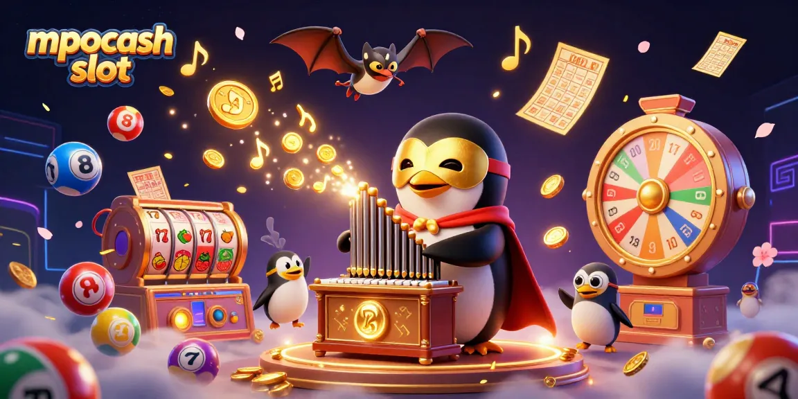 Spin and win big at mpocash slot with a vibrant 3D casino scene featuring exciting game elements.