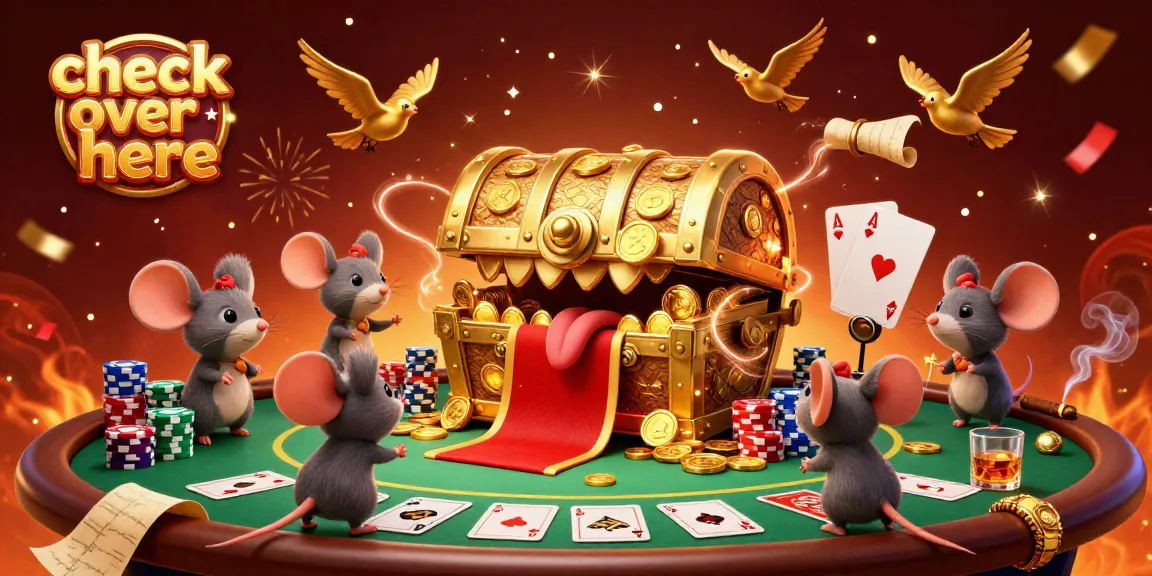 Check over here for a vibrant 3D casino scene with golden treasure and poker elements.