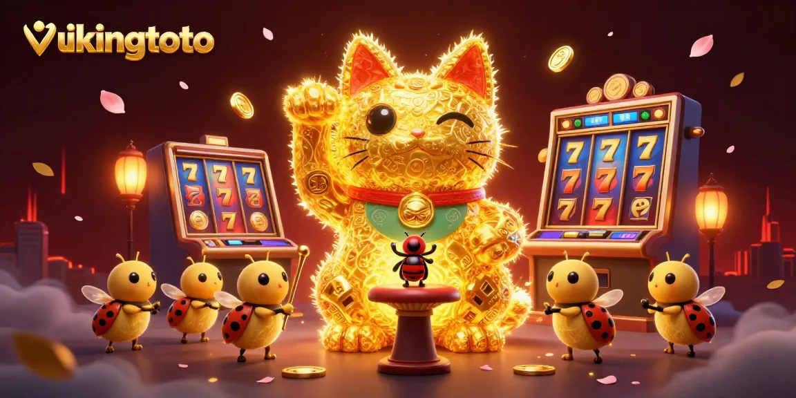 Pengalaman bermain vikingtoto dalam ilustrasi 3D dengan simbol slot dan karakter menarik.