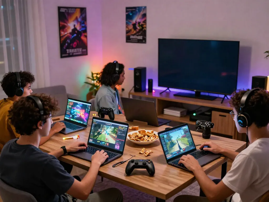 Pengguna babe138 bermain game online di ruang tamu modern dengan atmosfer seru.