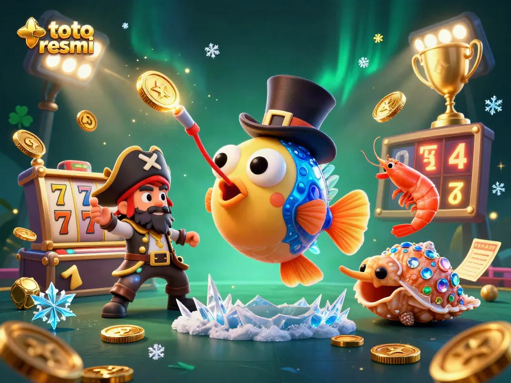 Menangkan permainan dengan toto resmi, ilustrasi 3D kreatif menghadirkan semangat kasino.