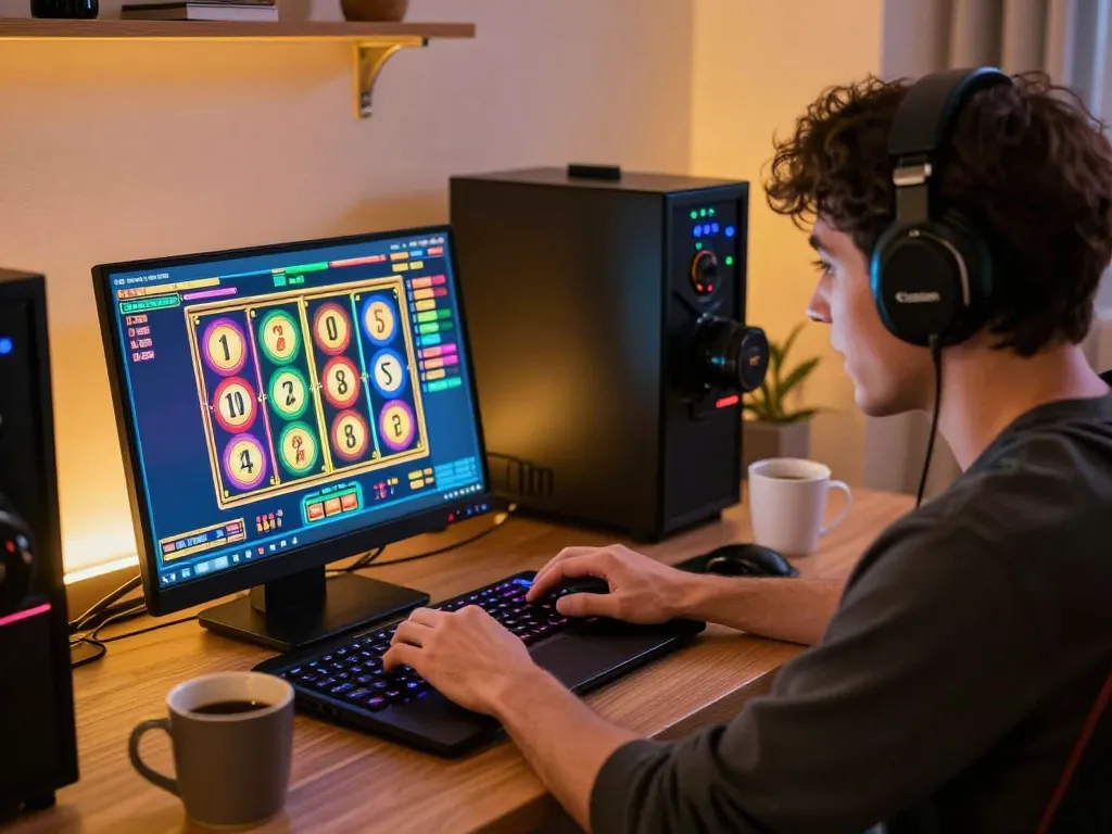 Bergabung dengan permainan slot hwg500 di laptop di rumah, menangkap kegembiraan perjudian online yang dinamis.
