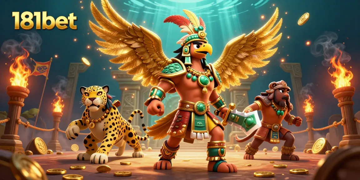 Experience exciting 181bet gaming with Aztec warriors and dynamic casino elements.