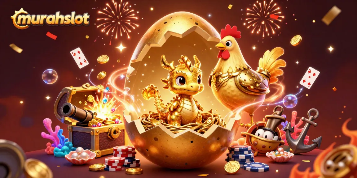 Experience thrilling jackpots at murahslot with a captivating golden dragon and poker chip nest.