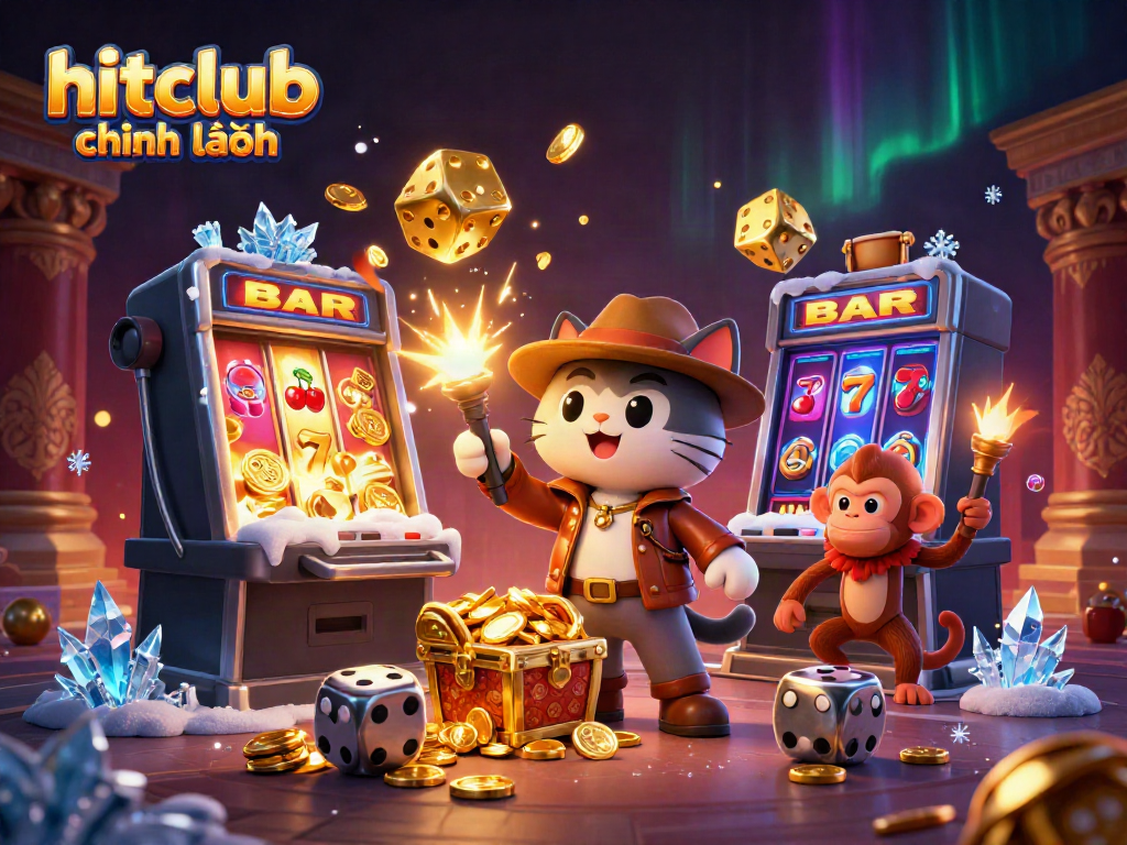 Experience the thrill of hitclub chính hãng with a vibrant cat explorer and casino treasures in action.