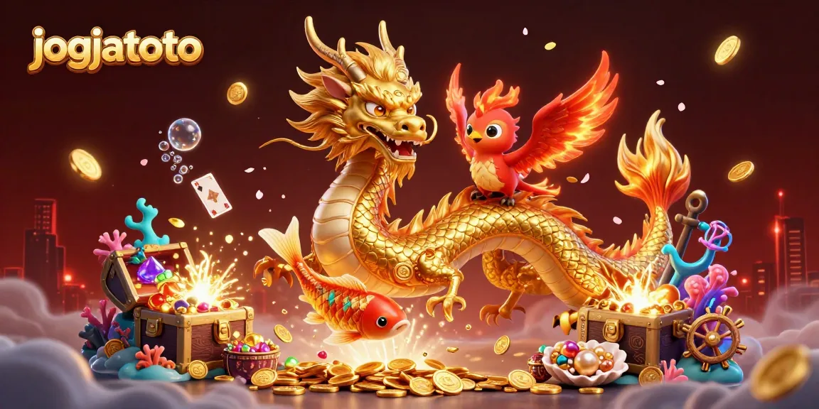 Experience thrilling adventures with jogjatoto's energetic gaming illustration featuring a Chinese dragon.
