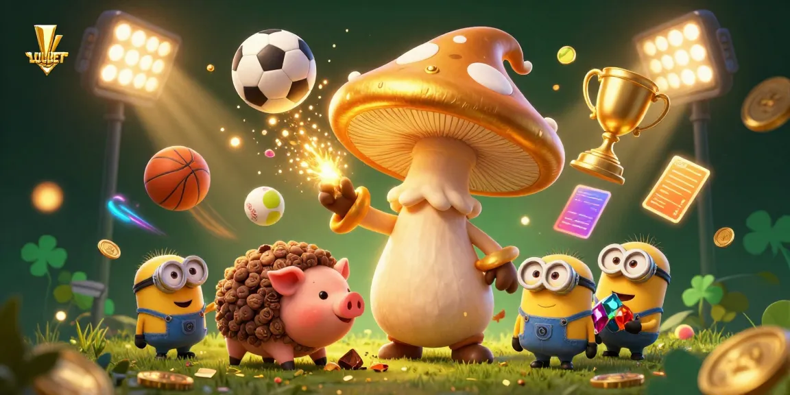 LUCUBET presents a magical gaming experience with golden elements and vibrant sports themes in a detailed fantasy scene.