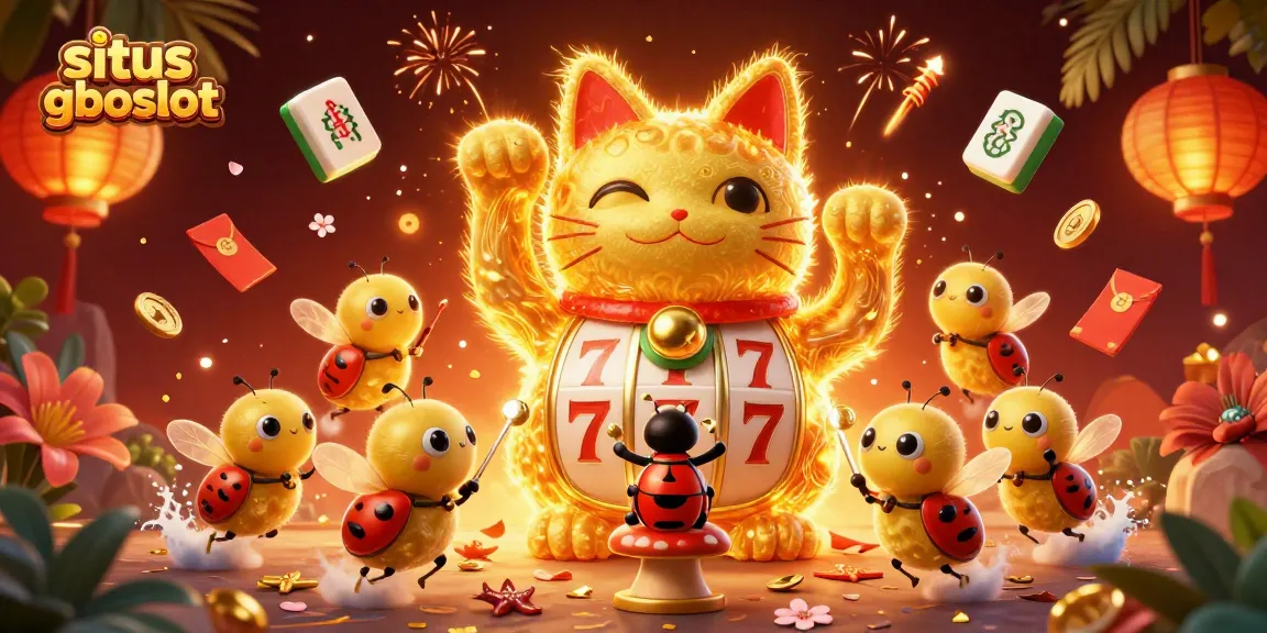 Mengalami keseruan situs gboslot dengan ilustrasi 3D kucing keberuntungan yang dikelilingi simbol kasino