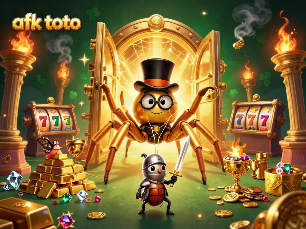 Gambarkan afk toto saat bermain slot dengan karakter unik di kasino yang megah.