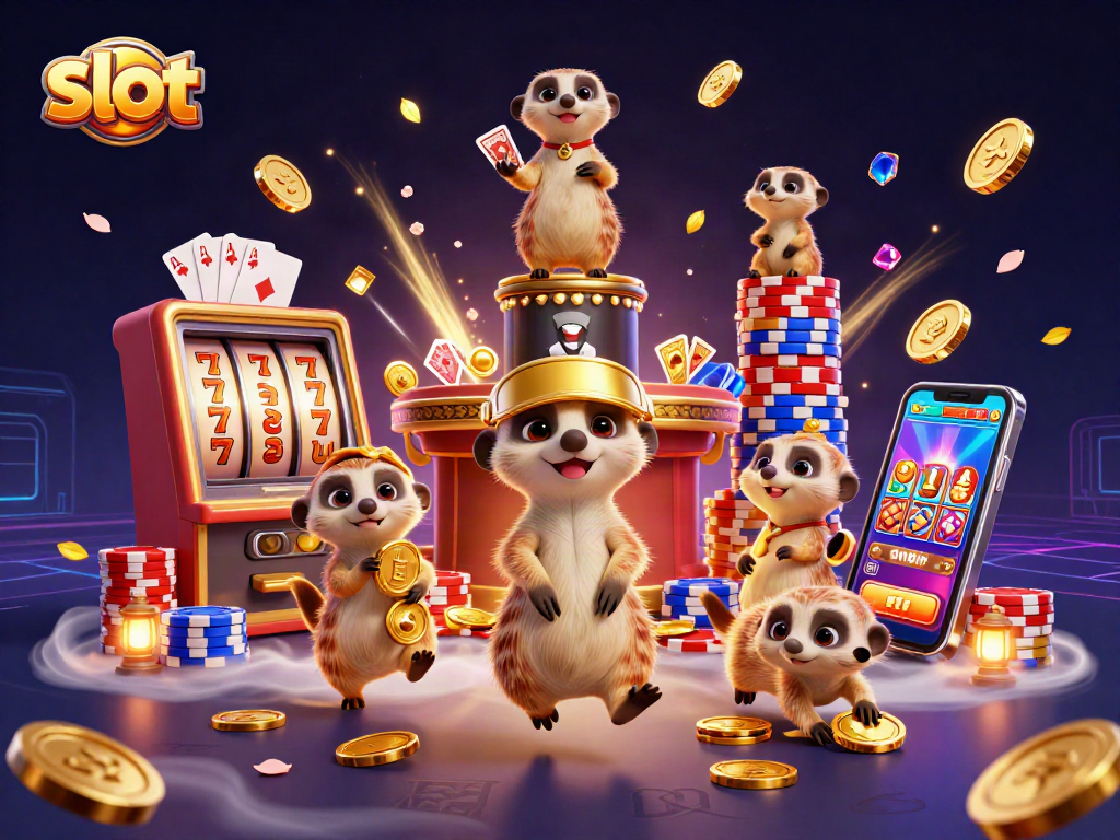Engage with captivating slot game excitement featuring a colony of meerkats in vibrant casino operations