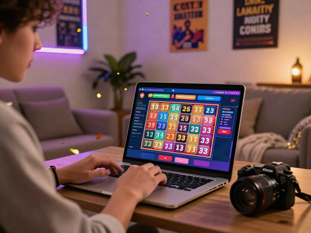 Pengguna NATUNATOTO memainkan togel online dengan antusias, dikelilingi suasana yang menarik.