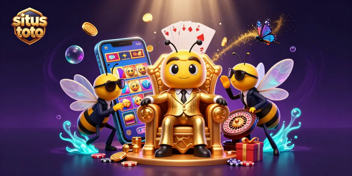 Memainkan situs toto dengan bumblebee bos mob 3D dalam suasana kasino yang cerah dan dinamis.