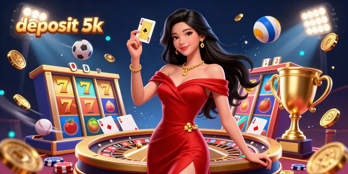Engage in the thrilling world of deposit 5k games with a beautiful young dealer presenting winning cards