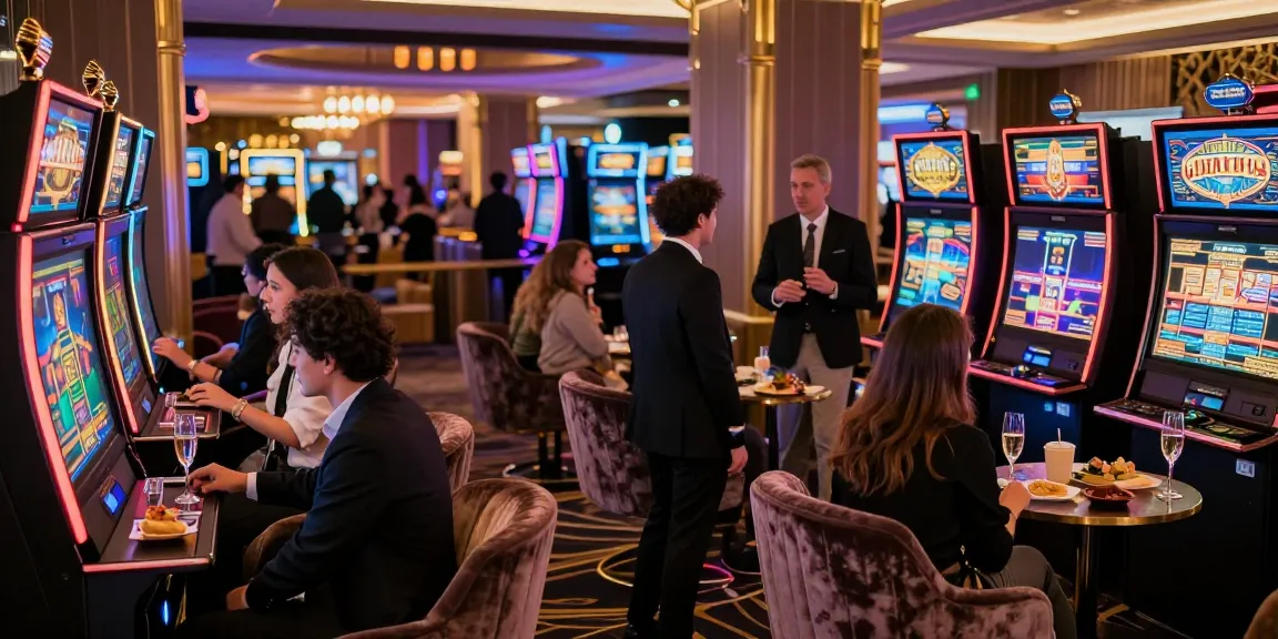 Kumpulan pemain LUXURY777 menikmati suasana kasino mewah dengan mesin slot canggih di lingkungan yang glamor.