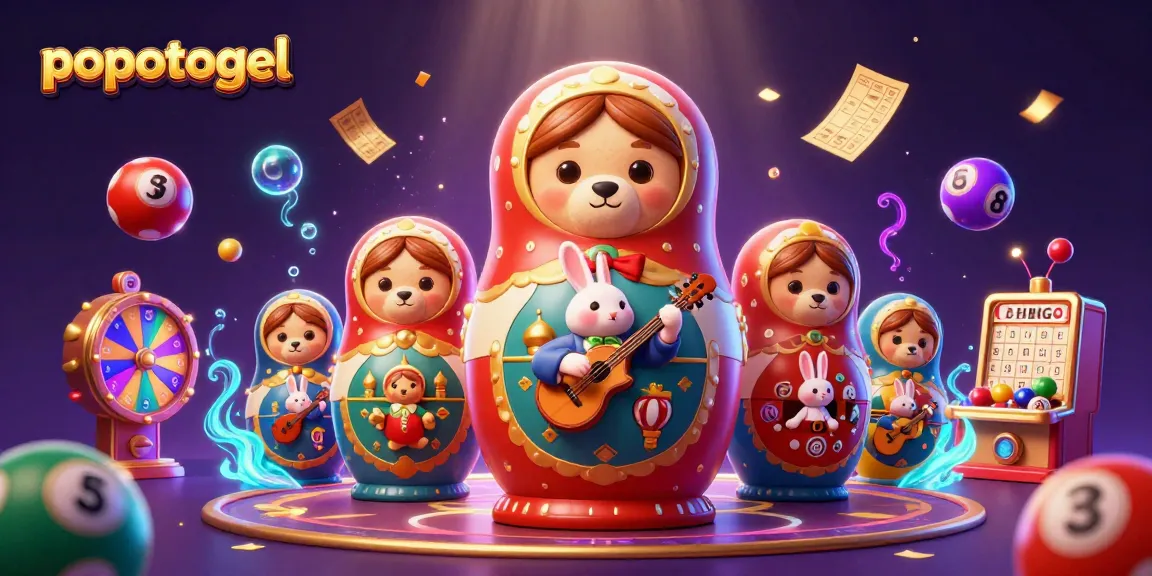 Experience excitement with popotogel's vibrant lottery elements and casino charm in this 3D illustration.