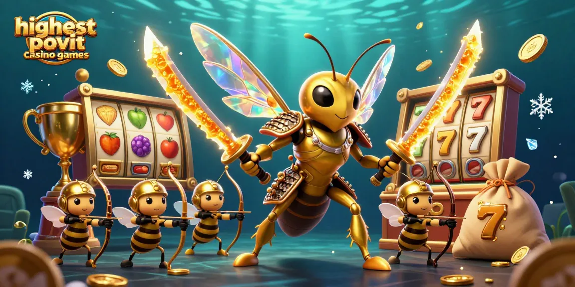Experience the excitement of the highest payout casino games with golden hornet samurai and bee archers in this vivid scene.