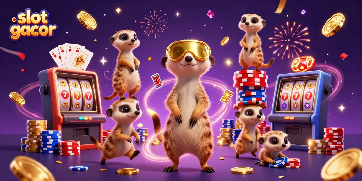 Gali kesenangan slot gacor dengan meerkat yang menyebarkan koin emas dan permainan yang menggiurkan