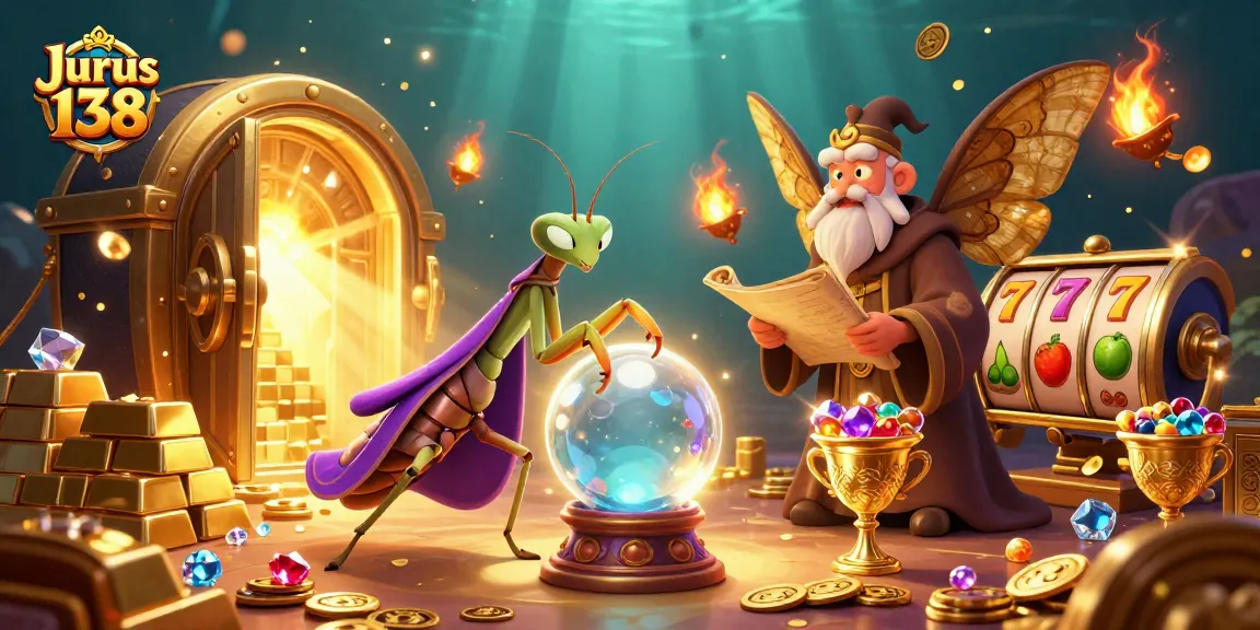 Experience fortune with Jurus 138: uncover treasure in a vibrant casino illustration.